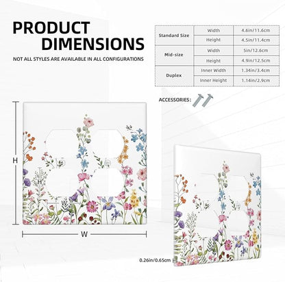 Decorative Light Switch Cover Plate Rustic Wild Floral Vintage Watercolor Flower 2 Gang Socket Covers Double Duplex Wallplates Switch Plates and Outlet Covers for Bedroom Bathroom Decor