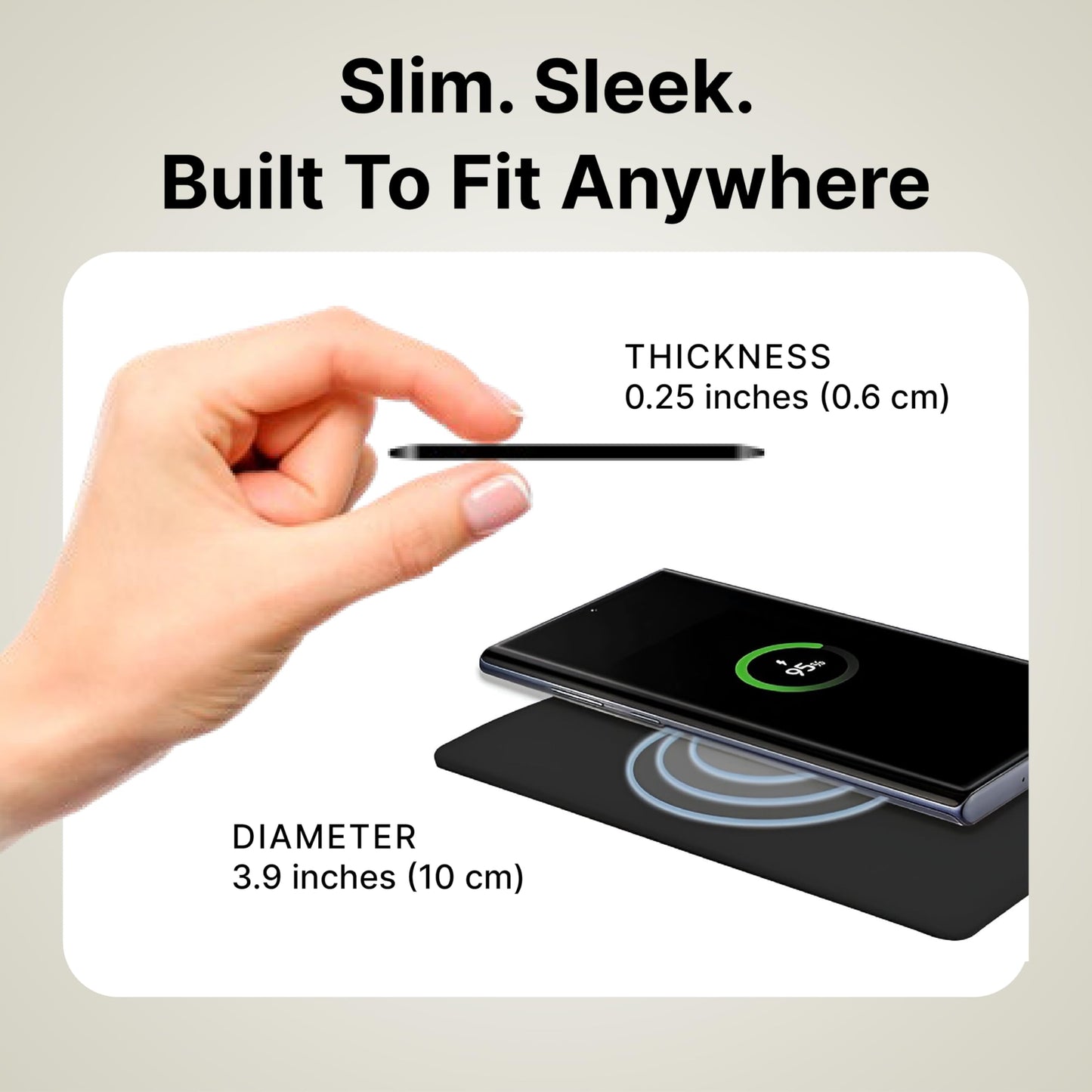 IJS Ultra Slim Universal Fast Wireless Charger - Phone Charger Compatible with All Qi Enabled Phones - Smart Round Fast Charging Pad for Multiple Devices (Black)