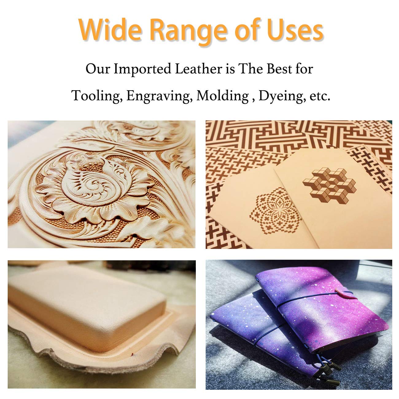 Muse Craft Flawless 12''X24'' 5-6oz Vegetable Tanned Leather Precut| Import A Grade Tooling Leather Hide Full Grain Veg Tan Leather for Tooling, Carving, Dyeing, Embossing(12''x24'' 1.9-2.3mm)