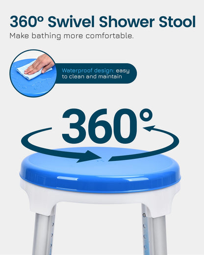 HOMDABO Swivel Shower Stool for Inside Shower - Height Adjustable Shower Seat for Elderly and Disabled - 400 lbs Heavy Duty Shower Chairs for Seniors, HDB-797E