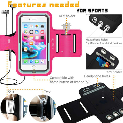Arm Phone Holder for Running, Armband Cellphone for iPhone 15 14 13 12 11 Pro Max/XR/8 7 6s Plus, for Galaxy A/S/Note Up to 6.9’’, for Exercise Gym Fitness Sports Gear-Black