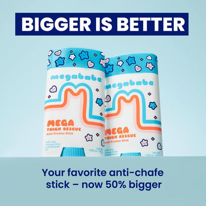Megababe Mega Thigh Rescue | Jumbo Size Anti-Chafe Stick | Prevents Skin Chafe & Irritation | Thighs, arms, Bra-Lines & More | Summer and Hot Weather Essentials | 3.25oz (Pack of 1)