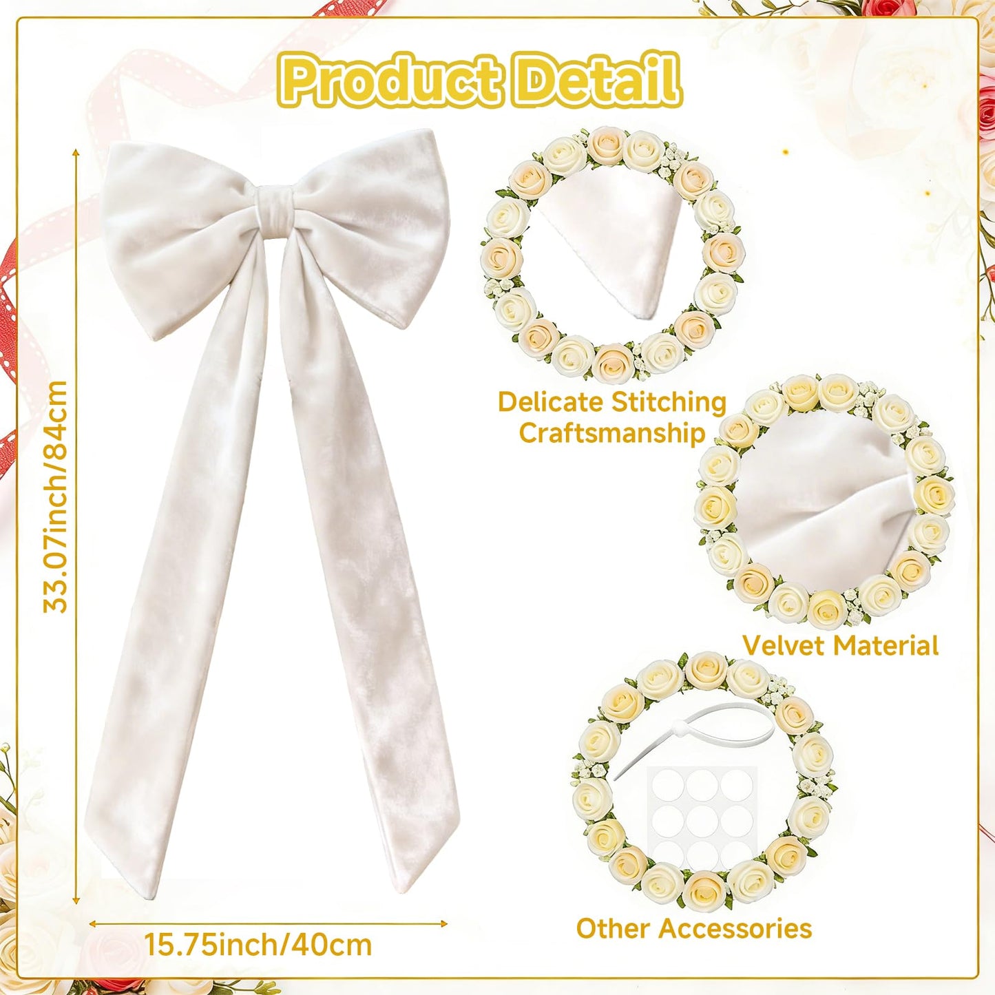 Extra Large White Velvet Bow for Christmas Tree Decoration, 16x33inch Giant White Velvet Christmas Tree Topper Bow for Home Room Wreath Wall Backdrop Thanksgiving Birthday Wedding Party Decor
