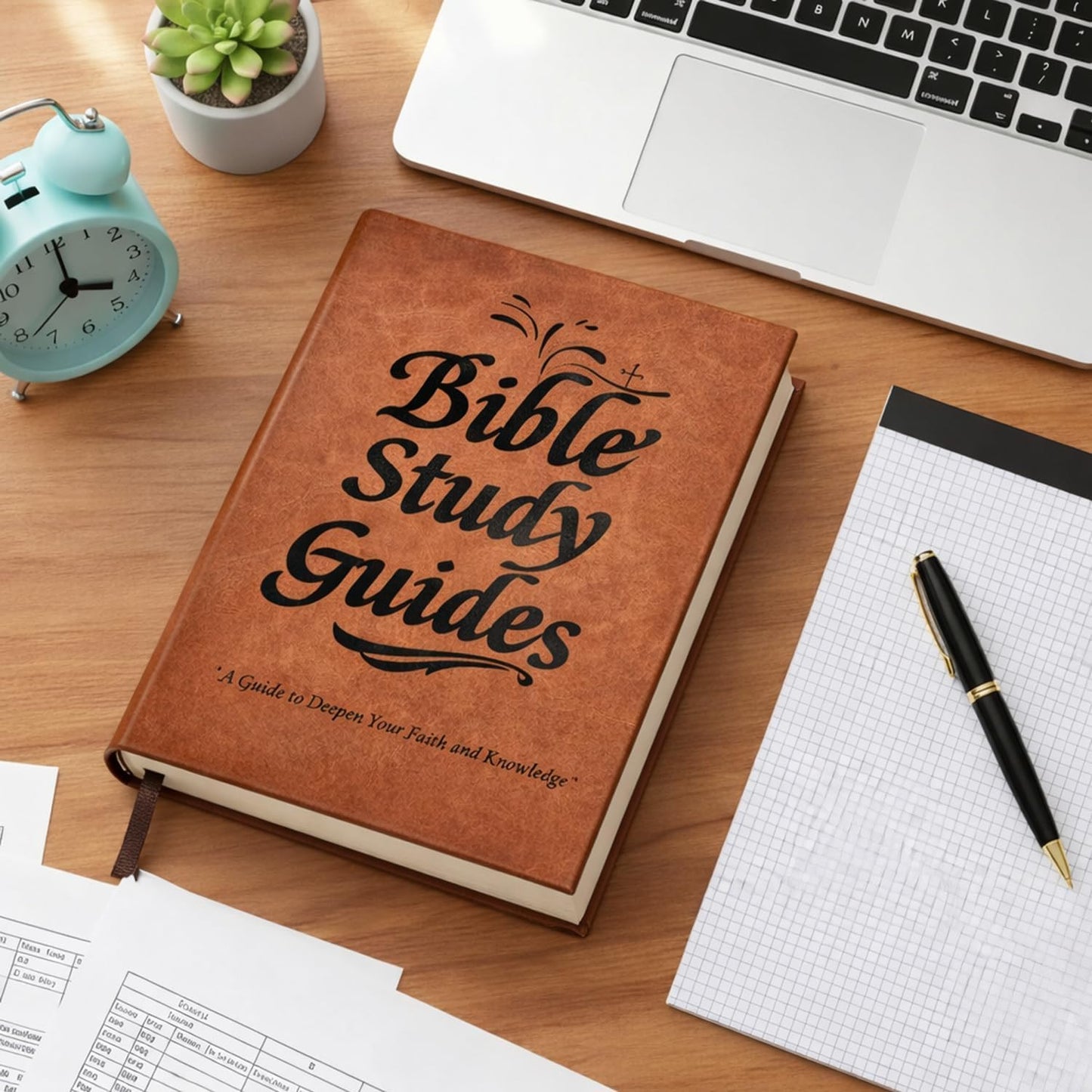66-Page Bible Study Guide & Devotional Journal - PU Leather Cover, Scripture Summaries, Daily Reflections | Beginner-Friendly Spiritual Growth Notebook | Christian Gift Idea (Brown)