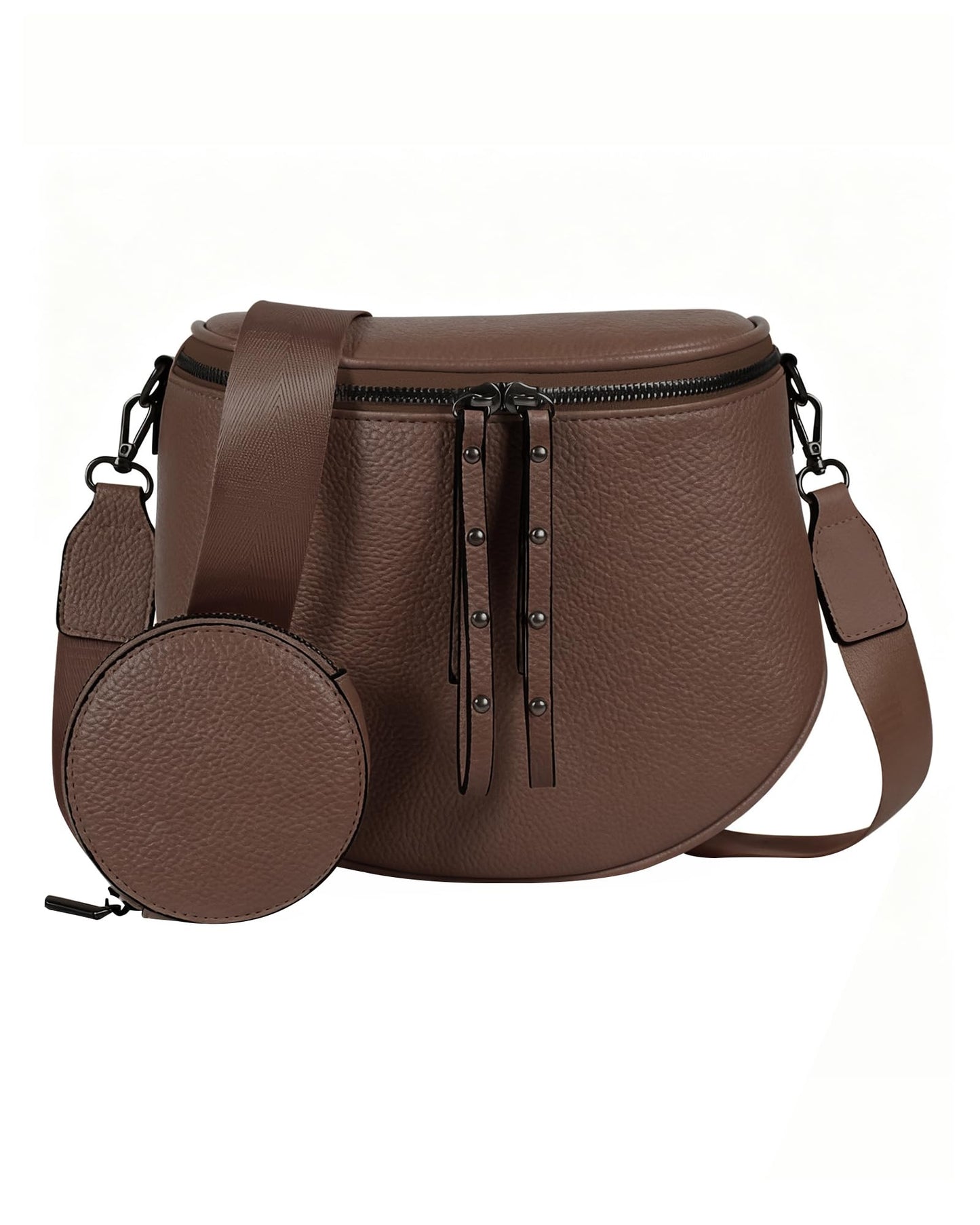 CHERUBEL Crossbody Bags for Women, Large Vegan Leather Trendy Bum Bag (Chocolate Brown)