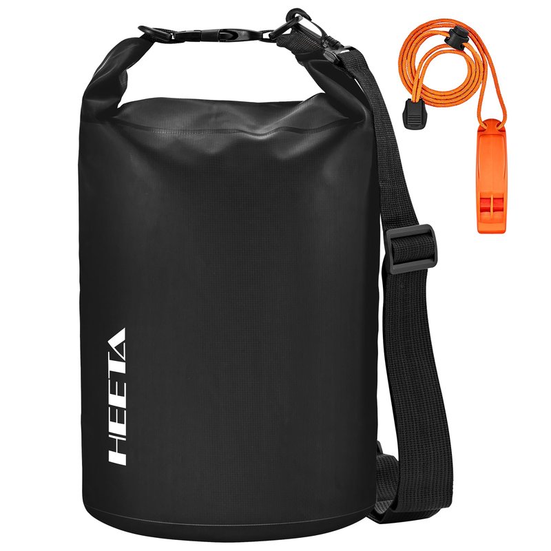HEETA Waterproof Dry Bag for Women Men, Roll Top Lightweight Dry Storage Bag Backpack with Emergency Whistle for Travel, Kayaking, Boating, Camping, Beach, Cruise Ship Essentials (Black, 40L)