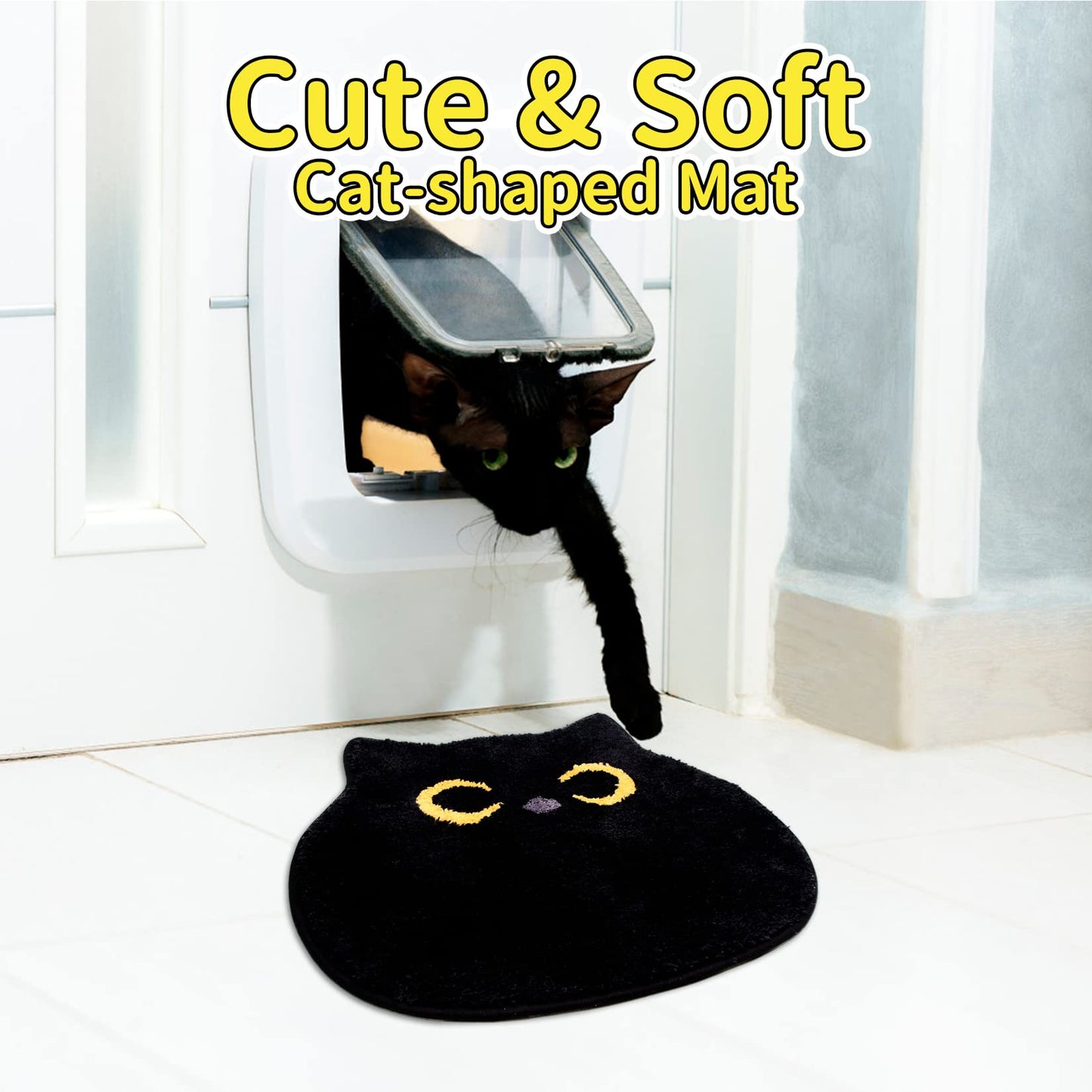 NIGOWAYS Bathroom Rug - Bathroom Mat,Black Cat Rug,Soft Cat Bath Mat,Non Slip Bath Mats for Bathroom Kitchen Bedroom,Home Decorations Gifts(20 * 22inch)