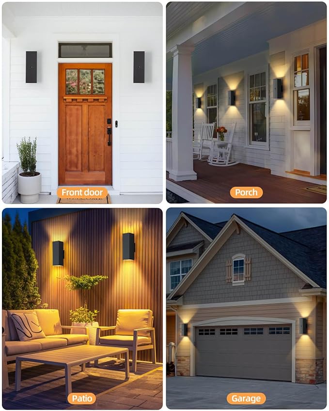 KIZON Motion Sensor Outdoor Lights, Modern Outdoor Sconce Light Wall Mount, Black Motion Detector Lights for Outside, Aluminum Up and Down Light for House Porch Front Door