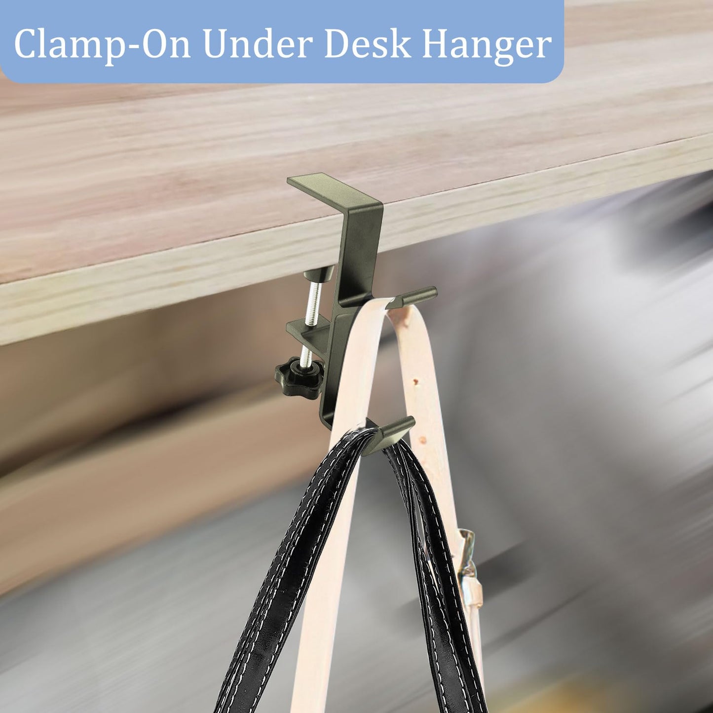 Desk Mount Bag Holder Hook Clamp,On Backpack Hanger Portable Desk Mount Headphones Holder for Reduce Desk Clutter Table Desk Table Hanging Storage (1 Pcs-Double Hook Gray)