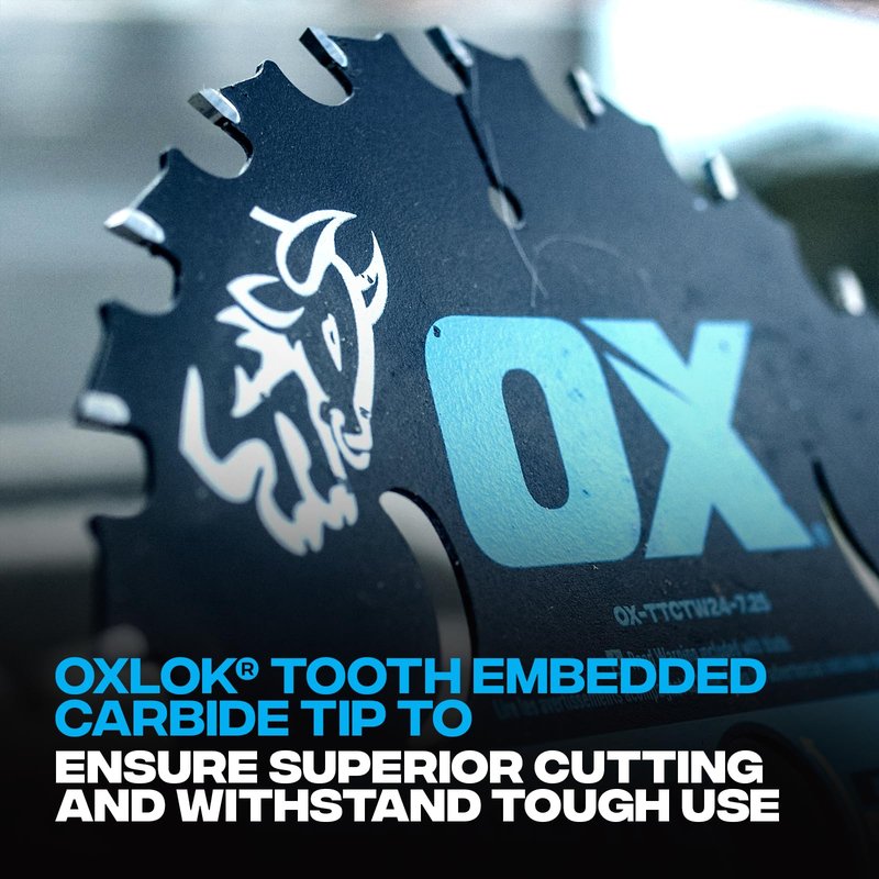 OX Pro Thunder 7-1/4 Inch Circular Saw Blade for Wood Cutting | Professional 24 Tooth Carbide Construction with 5/8 Bore - Saw Blades Compatible with Skill Saw & Table Saw Anti Friction Finish