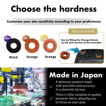 OniAim Precision Rings Orange Demon AIM Assist Motion Control Accessories for PS5, PS4, Xbox Series, PC Gamepads, Switch Pro Controller & Scuf Controller Made in Japan (6 Rings) (Very Soft)