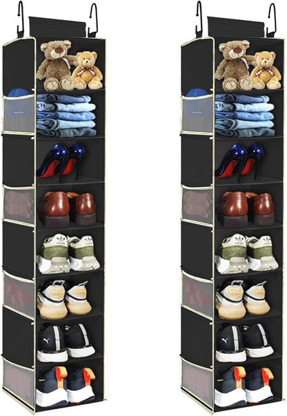 2 Pack Large-Sized Hanging Shoe Organizer 8-Shelf, Hanging Closet Organizer