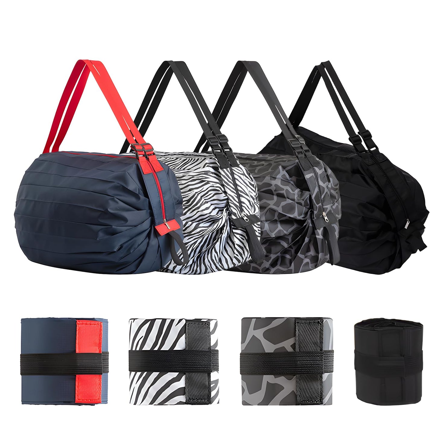 ACCADJEN Foldable Reusable Grocery Bags, Heavy Duty Waterproof Shopping Bags, Portable Travel Tote for Grocery, Beach, Camping
