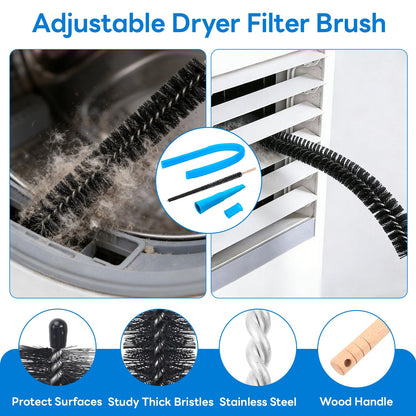 EEVAROSEN Universal Dryer Vent Cleaner Kit, Flexible Dryer Vacuum Hose Attachment and Lint Brush (Blue)