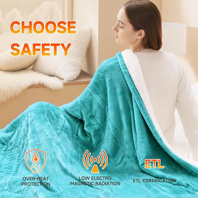 Heated Blanket Electric Throw Blanket 50"x60" Fast Heating Electric Blanket with 5 Heat Levels & 4 Hours Auto-Off Overheat Protection Cozy Soft Flannel Heated Throw Blanket