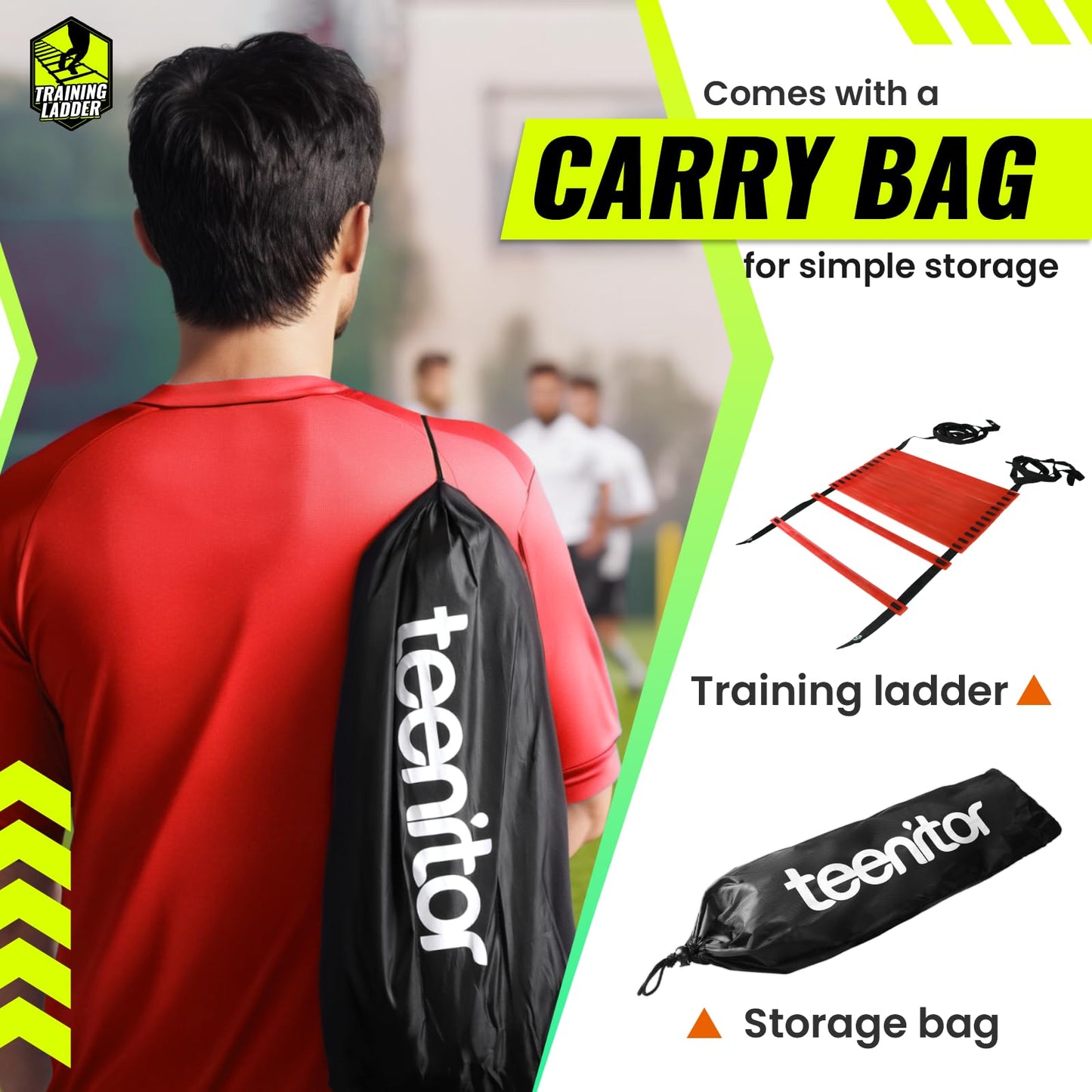 Teenitor Agility Ladder Speed Ladder Training Ladder for Soccer, Speed, Football Fitness Feet Training Carry Bag Agility Training Equipment 13 rungs, 23 feet