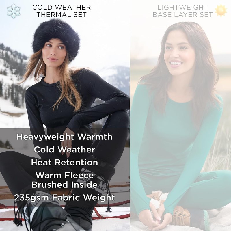 Cuddl Duds Women's Thermal Set - Heavyweight Fleece Lined Long Sleeve Top & Leggings | Winter Lounge Wear