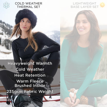 Cuddl Duds Womens Heavyweight Fleece 2 Piece Long Sleeve Thermal Underwear Set – Shirt & Leggings Base Layer for Cold Weather Winter Clothing Long Johns Lounge Sets for Women, Chocolate Brown, XXS