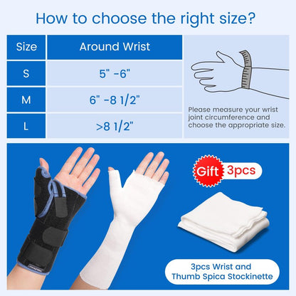 Velpeau Carpal Tunnel Wrist Brace with Thumb Stabilizer Night Support, Completely Stabilizes Wrist Thumb Joint, Pain Relief for Tendonitis, De Quervain's Tenosynovitis, Arthritis (Reg, Right Hand, M)