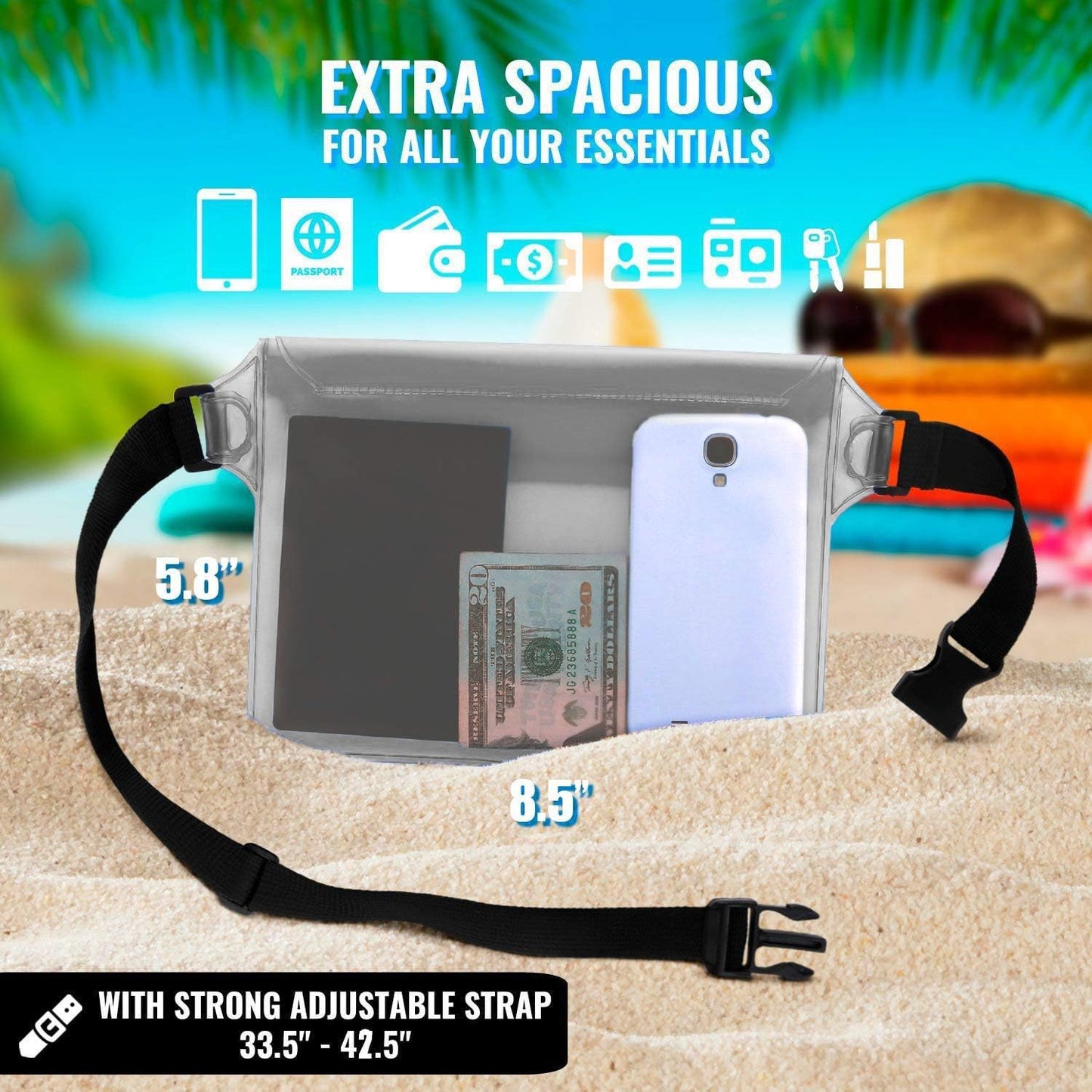 AiRunTech Waterproof Fanny Pack,Phone Pouch Dry Bag for Passport Wallet Purse,Floating Waterproof Bags for Travel Beach Swimming Kayaking Boating Cruise Accessories