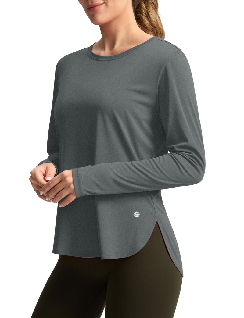 Women's Sun Shirts UPF 50+ Long Sleeve UV Protection Shirt Lightweight Quick Dry Workout Hiking Tops for Women(Heather Grey,XXL)
