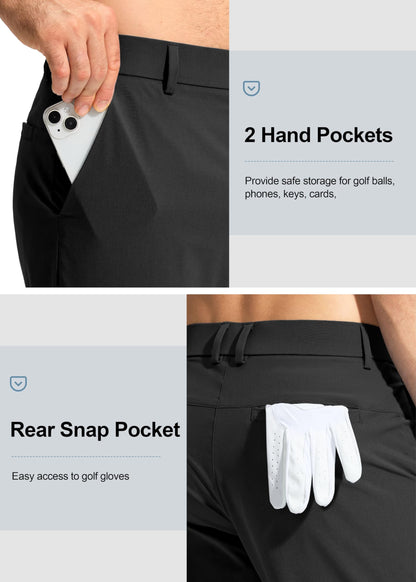 Pudolla Men's Golf Pants Stretch Work Pants for Men Dress Comfy Pants 30 Lightweight Quick Dry Casual Trousers(Black 30Wx30L)