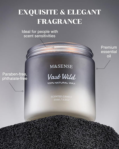 M&SENSE Sage Citrus Scented Candles for Men, 2 Wick 11.6oz Slow Burning 70 Hours Large Natural Soy Wax Black Candle Luxury Manly Scented Home Fragrance Holiday Gift for Him