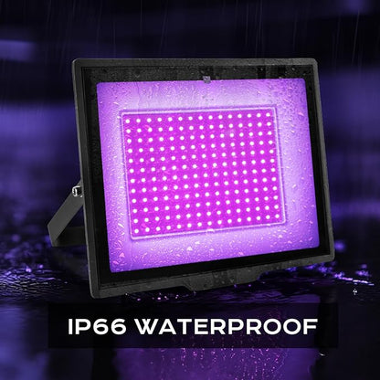 2 Pack 300W LED Black Light IP66 Waterproof,Blacklight with Plug and Switch,Flood Light for Glow Party,Halloween Decoration, Body Paint, Fluorescent Poster, Stage Lighting,Neon Glow,5.25Ft Cord
