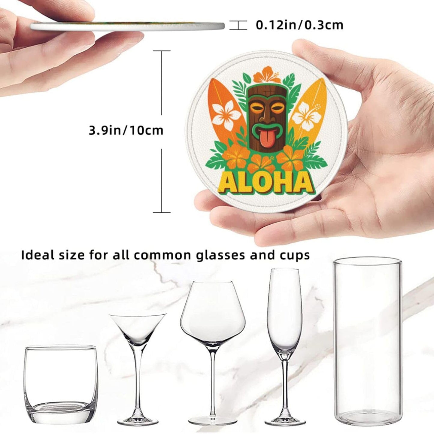 6 Pcs Leather Coasters for Drinks with Holder Sunflower Cute Bee Gnomes Coaster Sets Drink Table Cup Coasters for Kitchen Coffee Decor