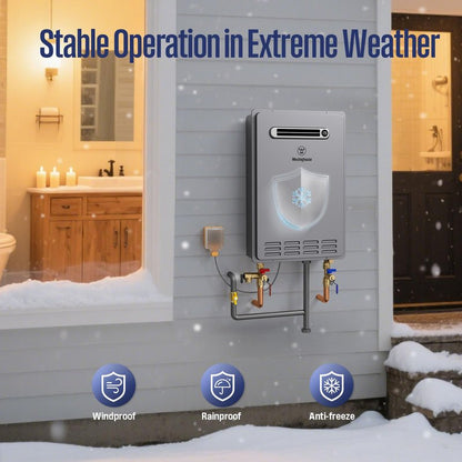 Westinghouse Smart Propane Tankless Water Heater Outdoor, 8.1 GPM 180,000 BTU Whole House Instant Hot Water Heater, ±1°F Temp Stability, Non-Condensing on Demand High Efficiency for 3-5 Fixtures, LPG