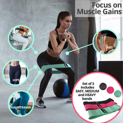 Fittest Pro by Limm Resistance Bands for Legs and Butt, Fabric Exercise Loop Bands Yoga, Pilates, Rehab, Fitness and Home Workout, Strength Bands for Booty