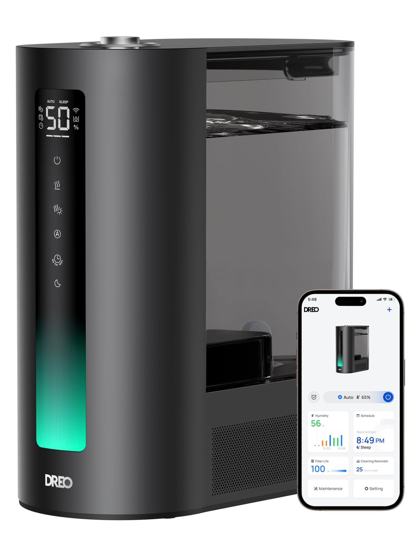 Dreo 6L Humidifiers for Bedroom, Smart Warm & Cool Mist for Large Room, 60Hr Quiet Runtime for Baby, Plant, Humidity Sensor, Indicator Light, 12H Timer, Google/Alexa, HM713S