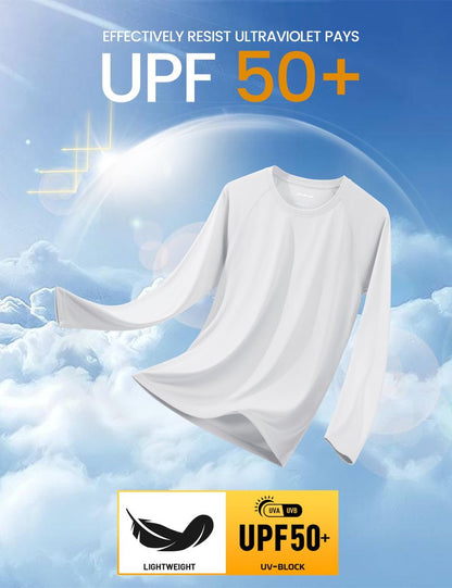 MAGCOMSEN Men's Long Sleeve Shirt for Men UV Shirts Quick Dry UPF 50 Athletic Sun UV Protection Rash Guard Swim Shirt White
