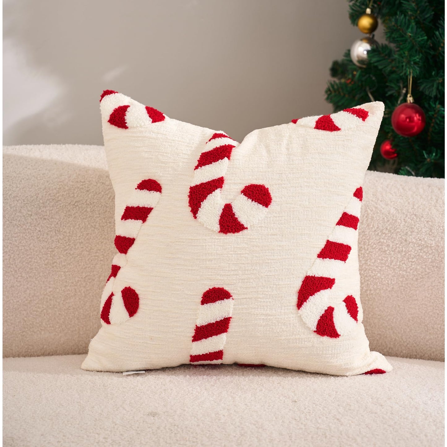 Avigers Christmas Pillowcase 2pcs Christmas Decorations Soft Artificial Plush Christma Tree Pillow Cover Sofa Living Room Holiday Decoration (Christmas Socks - Red, 18 * 18inch-2pcs)