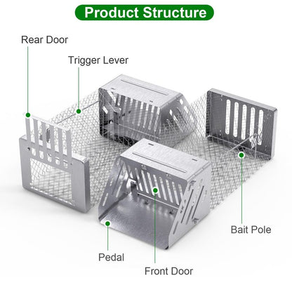 Humane Live Animal Cage Trap, Automatic Continuous Live Animal Cage Trap that Work for Indoor/Outdoor,Easy to Catch & Releasefor Mice,Voles,Small Rodents,Reusable Live Trap Cage,Galvanized Iron
