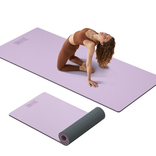 ONLYHE Extra Thick 12mm TPE Exercise Yoga Mat with Strap, 72"L x 24.8"W Non-slip Workout Mat for gymnastics, Pilates, Home, Workout, Gym Floor Fitness (Purple + Grey)
