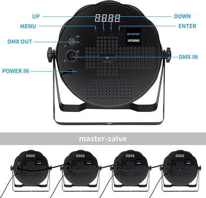 BETOPPER LED Par Lights 54 x 1.5W, RGB Stage Lights DMX DJ Lighting Sound Activated with Stand, Strobe Light & Wash Par Lighting DMX for Parties, Church, Wedding, Bars, 12
