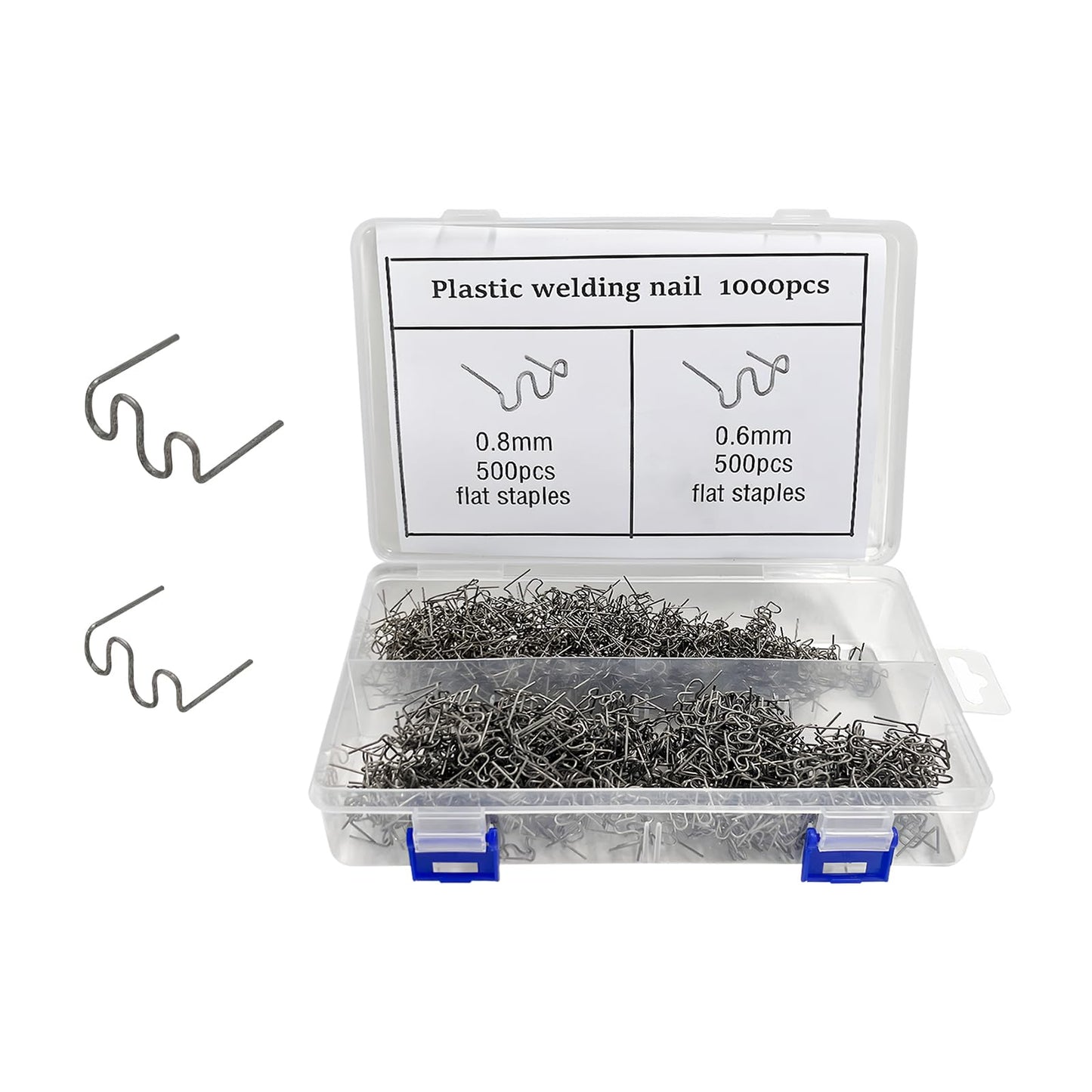 Gasedin 1000 PCS Hot Staples Bumper Welding Rods, 0.6mm 0.8mm Bumper Repairing Plastic Welding Kit, Metal Wave Shape Hot Staple Welding Wire for Machine Repair, Car Accessories