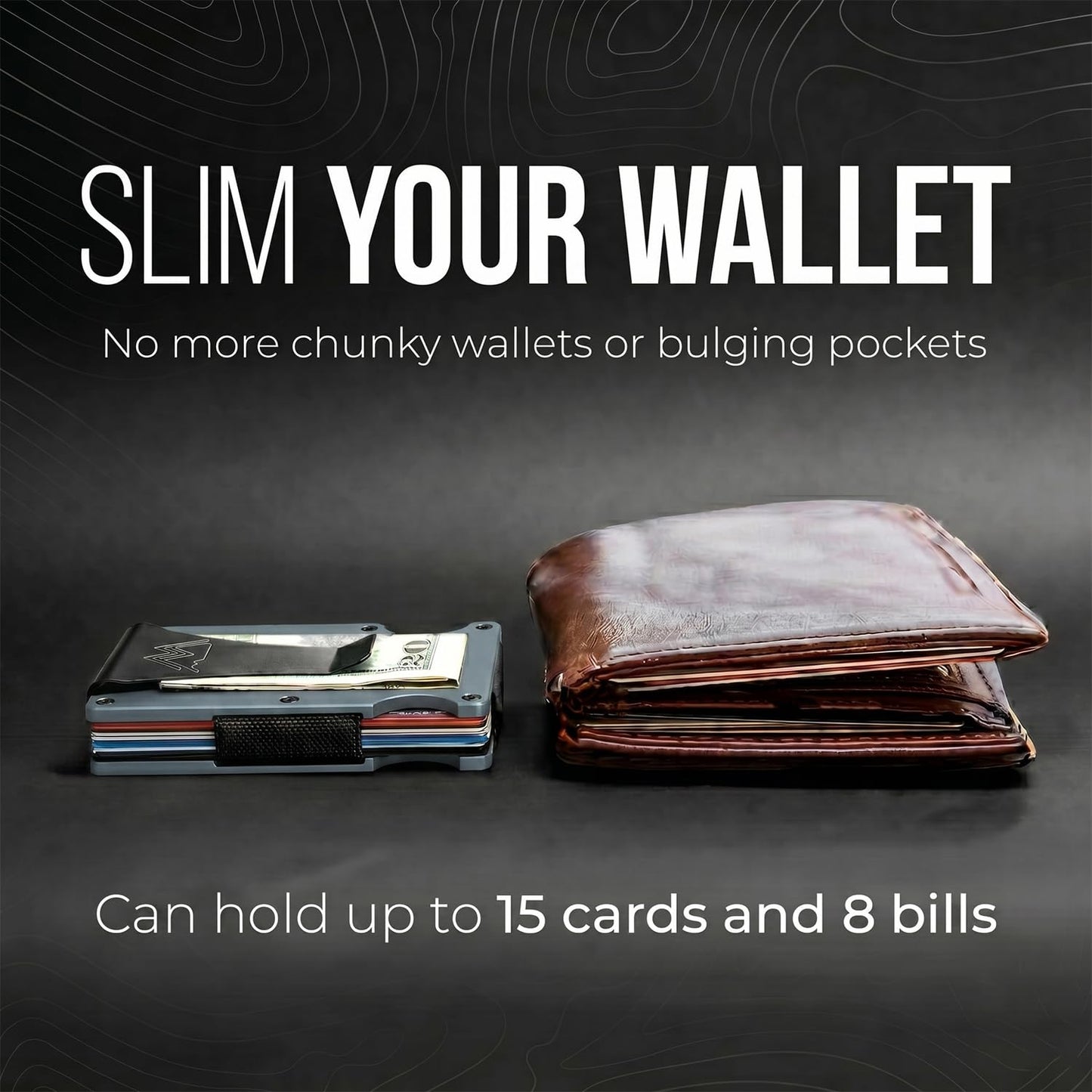 Mountain Voyage Co Minimalist Wallet for Men & Women - Slim RFID Wallet, Scratch Resistant, Credit Card Holder & Money Clip, Easily Removable Money & Cards, (Matte Grey)