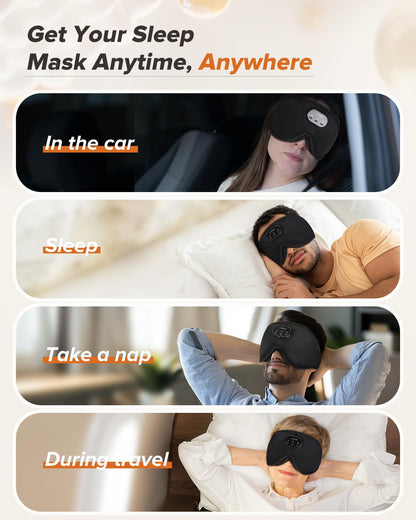 LC-dolida Sleep Headphones, White Noise Bluetooth Sleep Mask 3D Wireless Timing Eye Mask for Sleeping, Sleep Mask with Bluetooth Headphones for Side Sleepers Travel Yoga, Cool Gadgets for Men Women