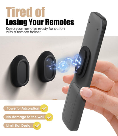 Nearockle 5 Pack Magnetic Remote Control Holder Wall Mount, Upgraded Silicone Remote Control Organizer Strong Adhesive TV Remote Charger Holder Caddy Back of TV (Black)