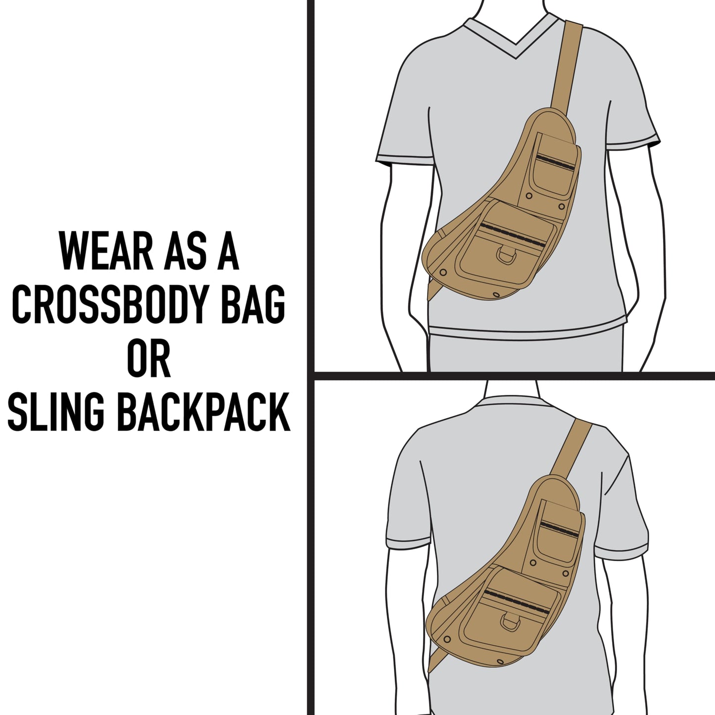 Rothco Vintage Canvas Crossbody Sling Bag – Compact Travel Shoulder Backpack 2L Storage