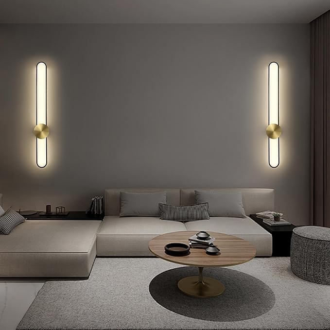 JAYMP Modern Wall Sconce Dimmable LED Wall Light Fixture, Hardwired Wall Lamp for Living Room, Dining Room, Bedroom, Hallway, Lobby, Entryway (Brushed Black, H110cm/43.3inch)