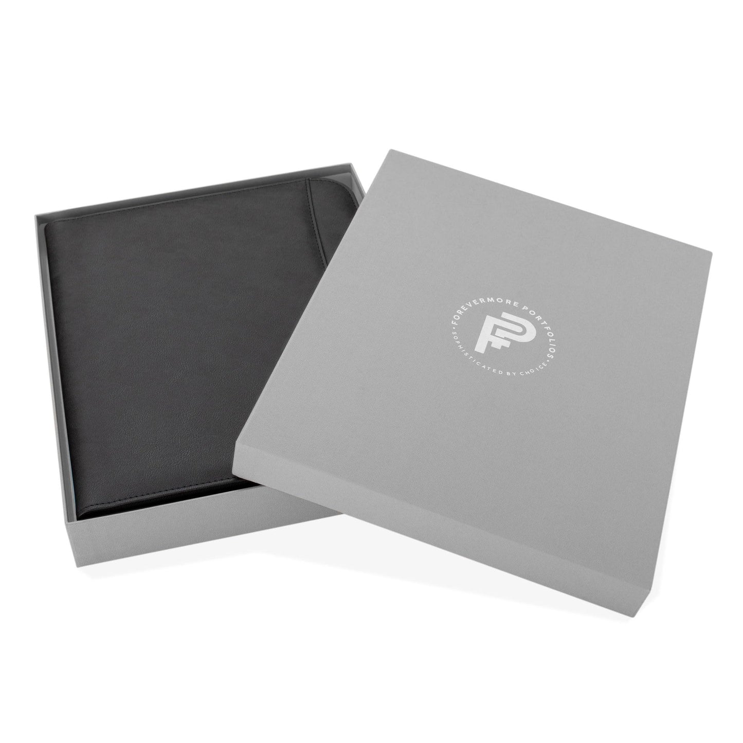 Forevermore Portfolios Padfolio Binder - Professional Faux Leather Travel Organizer Pouch for Tablet, Documents, Presentation Folders, Zipper Closure, Notepad - Black