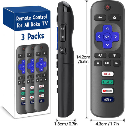 3 Pack Replacement Remote Control Only for Roku TV, Compatible for TCL Roku/Hisense Roku/Sharp/Philips/Onn Roku (Not for Roku Stick and Box)