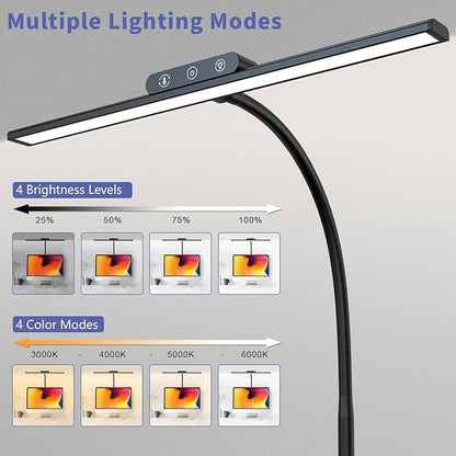 KableRika LED Desk Lamp with Base: Bright Desk Lights for Home Office - Eye Care Reading Table Lamps - Dimmable Desktop Lighting for Computer Monitor Study Drafting Black
