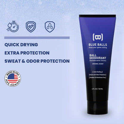 BLUEBALLS - Ball Deodorant for Men - Lotion Anti Chafing for Men - Original Scent - Friction Defense - Sweat Odor & Irritation Care - Men's Grooming & Essentials - Hygiene Products (Pack of 2)