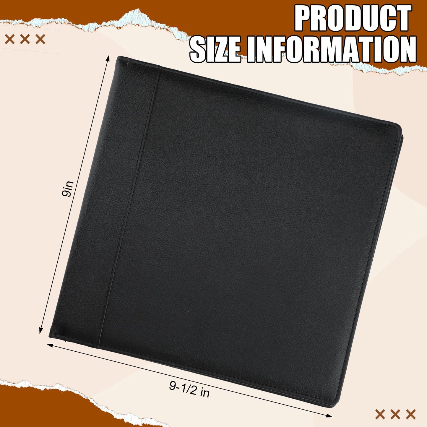 LemonSecret Leather Checkbook Cover 9 1/2 x 9 Inch Business Checkbook Binder 3-On-A-Page Black Executive Check Binder for Business Personal Banking