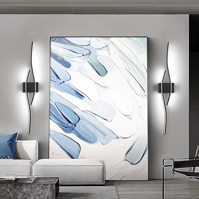 Modern LED Wall Sconce Set of Two with Dimmable, 6000K & Dimming Black Wall Light with LED Wall Lamp for Bedroom Living Room Bathroom Hallway 39.4inch Length