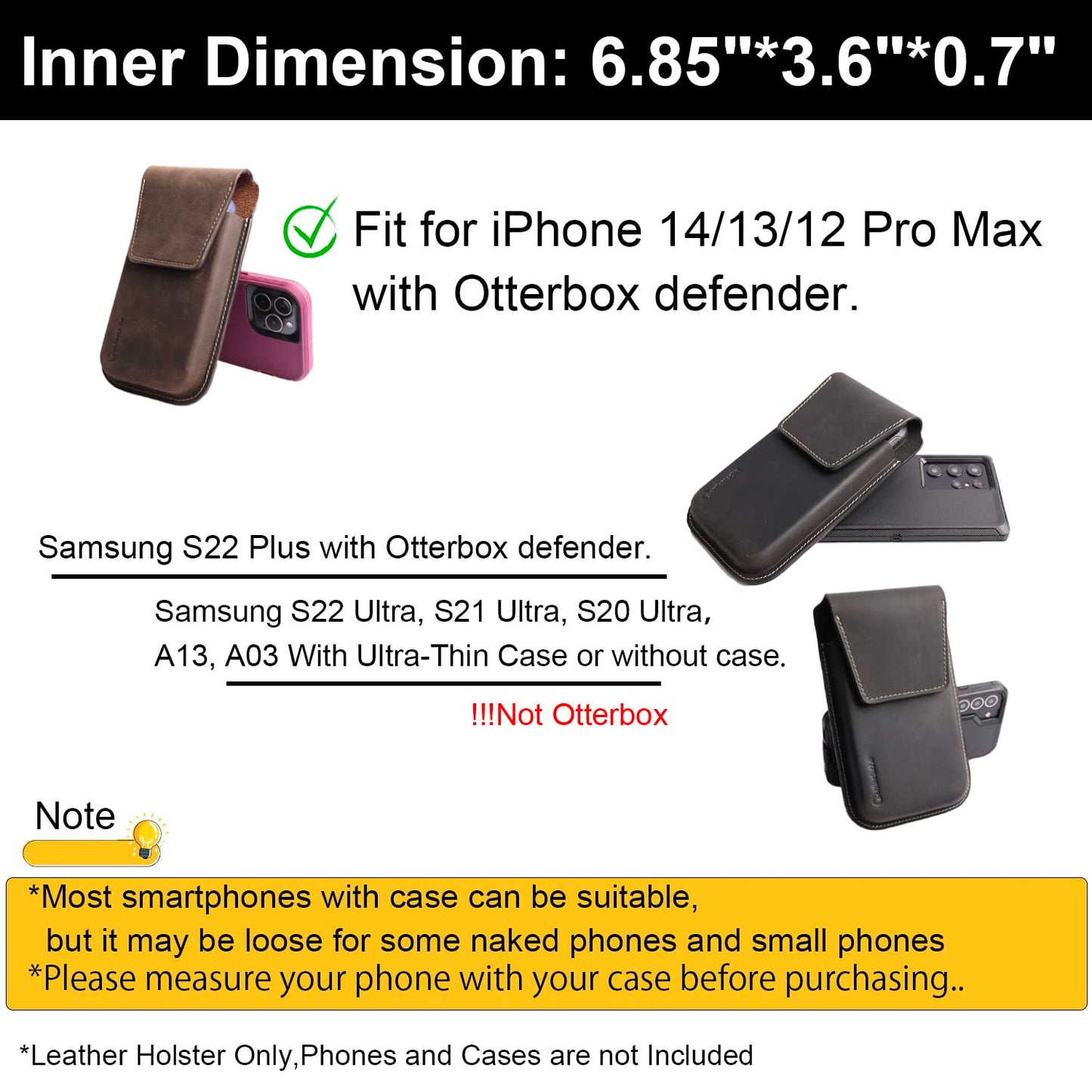 Gentlestache Leather Phone Holster for iPhone 17 16 15 14 Pro Max & Plus - Belt Clip Cell Phone Case for S25 S24 Ultra & Plus - Magnetic Closure Leather Belt Holder Pouch, XL, Darkbrown